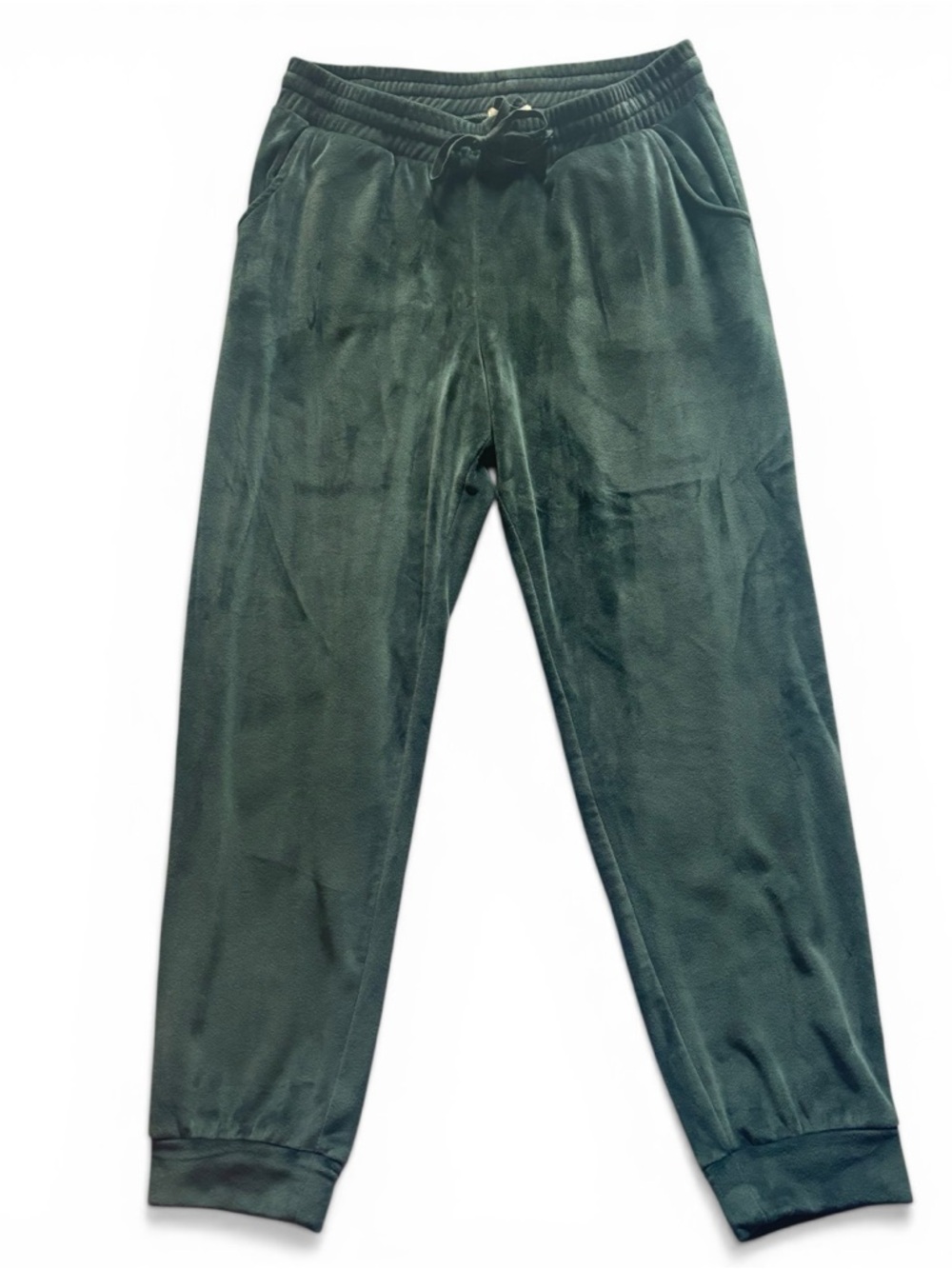 World Market Velour Joggers L/XL Green Soft Lounge Pants Cozy Elastic Waist